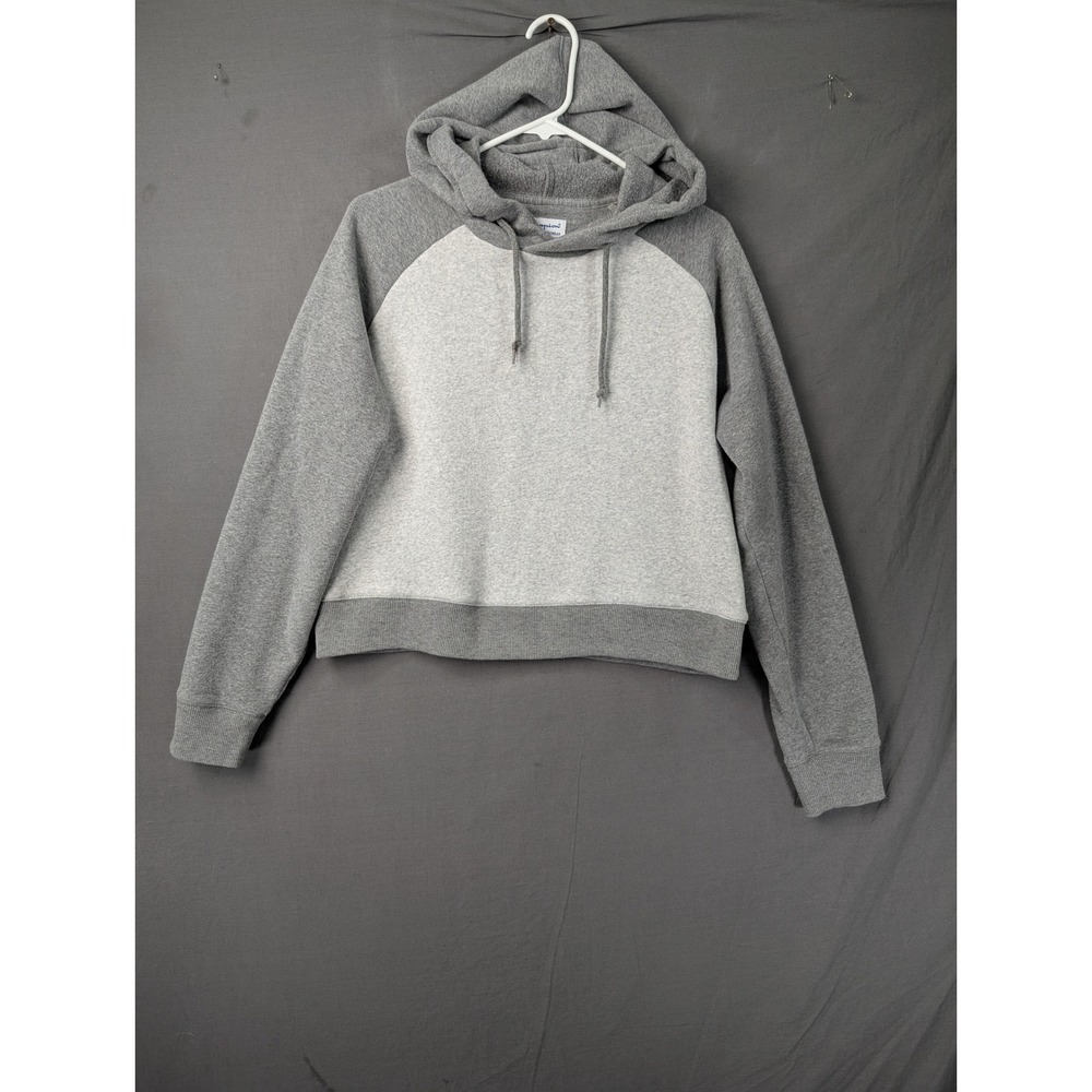 Champion Womens Gray Colorblock Raglan Cropped Hoodie C6201‎ Size L